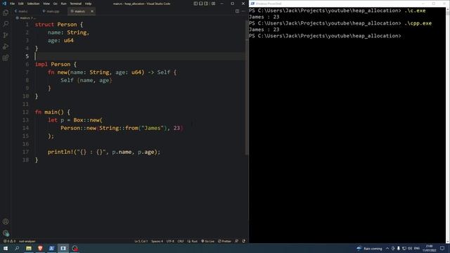 Heap allocations in Rust C++ and C смотреть онлайн