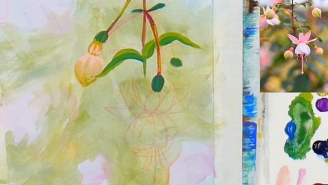 Beginners Step by Step How to Paint Dancing Fuschia Flowers in Acrylic смотреть онлайн