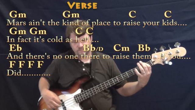 Rocket Man (Elton John) Bass Guitar Cover Lesson in Gm with Chords/Lyrics смотреть онлайн