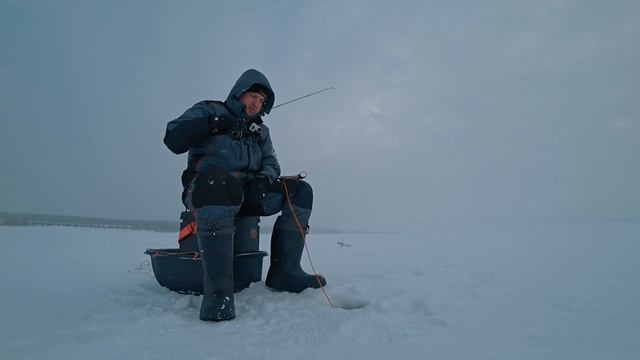 ВЕСЬ В СНЕГУ, НО С РЫБОЙ!!! Ловля окуня на балансир. Зимняя рыбалка в пургу, пока все дома. смотреть онлайн