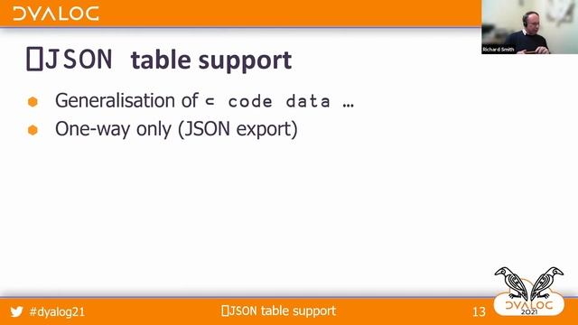 Dyalog '21: ⎕JSON Table Support смотреть онлайн