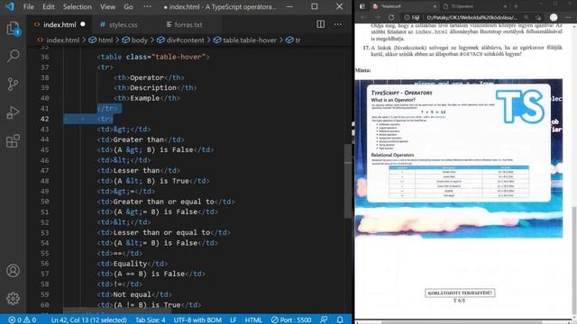 Weblap gyakorlás: A TypeScript operátorai [HTML + CSS + Bootstrap] смотреть онлайн