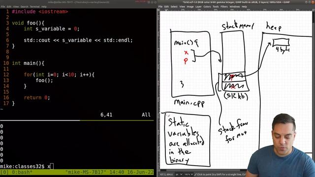 The ‘static’ keyword - understanding static vs stack vs heap memory - Modern Cpp Series смотреть онлайн