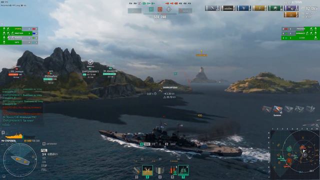 Линкор КРЕМЛЬ покатушки ранги на 201К Урона! Мир кораблей World of Warships смотреть онлайн