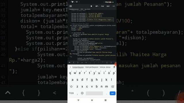 Project Diskon Warung Minuman- Conditional Statments IF menggunakan Java N-IDE смотреть онлайн