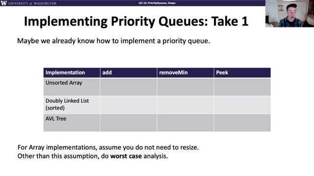 CSE 373 20au, Lesson 12 Video 2: PriorityQueue ADT смотреть онлайн