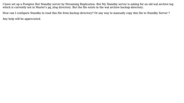 Databases: Recover Postgres Streaming Replication Slave from Archived Wal Logs смотреть онлайн