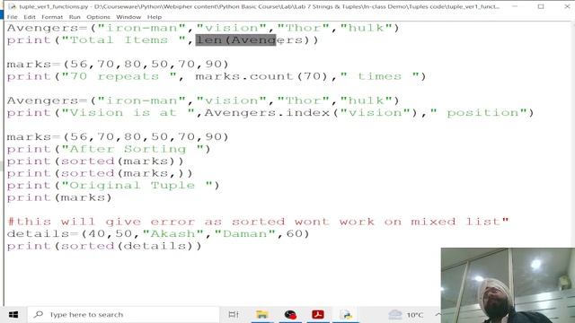 Session 7b Working with Tuples | Simranjit Singh Monga смотреть онлайн
