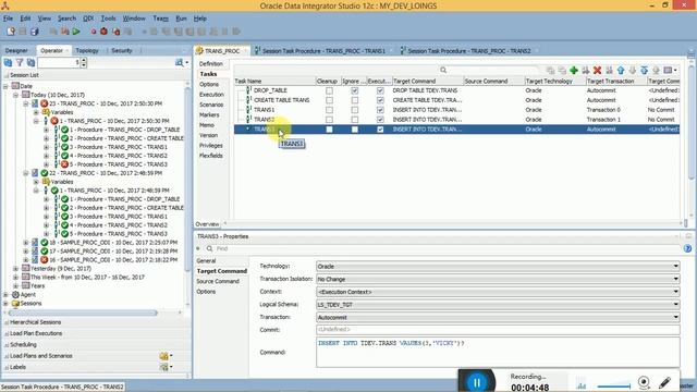 ODI 12c Tutorial Lessons 11 on ODI Procedure with Transaction Isolation and multiple Transactions смотреть онлайн