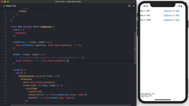 Sum of Items in a React Native FlatList смотреть онлайн
