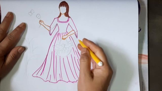 How to draw a girl in garden | Beautiful girl drawing pencil sketch step by step смотреть онлайн