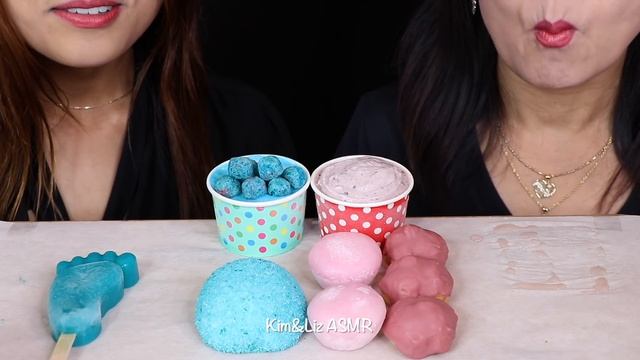 ASMR BLUE VS PINK DESSERTS (BIRTHDAY CAKE POP, MOCHI ICE CREAM, CRYSTAL ICE CREAM, JELLY SHOOTERS 먹 смотреть онлайн