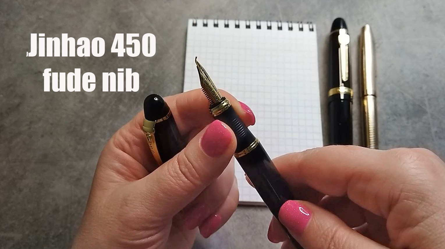 Обзор перьевой ручки Jinhao 450 c изогнутым пером fude (0,2-2 мм), Китай. смотреть онлайн