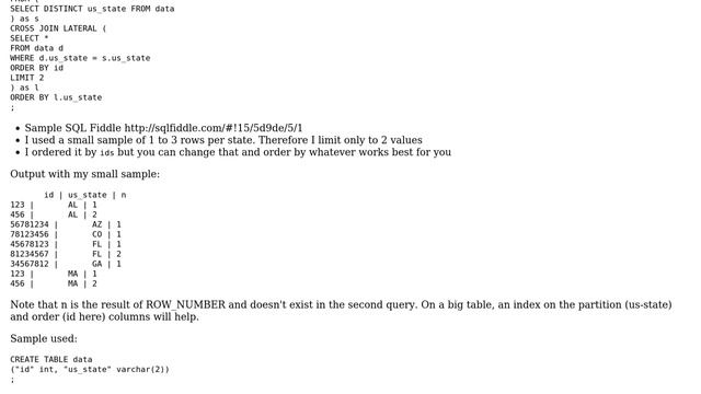 Databases: Is there a way to SELECT n ON (like DISTINCT ON, but more than one of each) смотреть онлайн