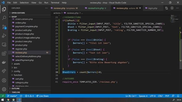 Produkt Review speichern - PHP Online Shop Tutorial | Part 61 смотреть онлайн