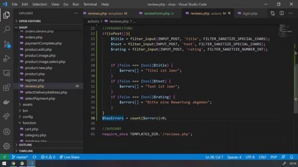 Produkt Review speichern  - PHP Online Shop Tutorial | Part 61