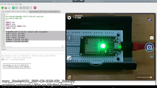 MicroPython/NodeMCU ESP-C3-32S-Kit to control onboard LEDs смотреть онлайн
