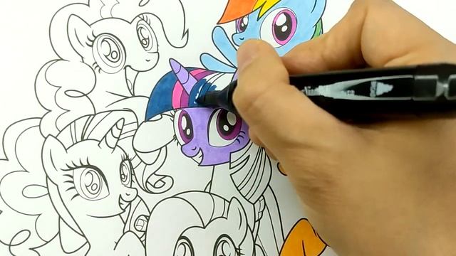 Twilight Sparkle, Applejack, Rarity, Fluttershy, Rrainbowdash, Pinkiepie - MLP Coloring Pages All