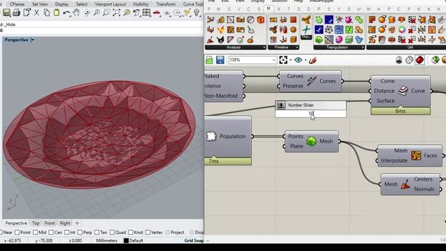 Grasshopper 3D | Delaunay mesh смотреть онлайн