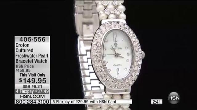 Croton Cultured Freshwater Pearl Bracelet Watch смотреть онлайн