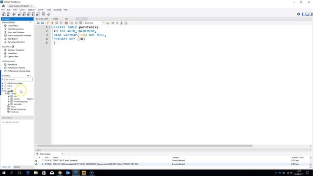 CREATE/DROP TABLE MySQL Workbench смотреть онлайн