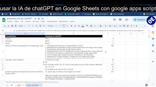 usar la IA de chatGPT en Google Sheets con Google apps script смотреть онлайн