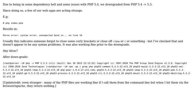Unix & Linux: Downgrade PHP 5.4 -＞ 5.3 on CentOS 5.10 смотреть онлайн