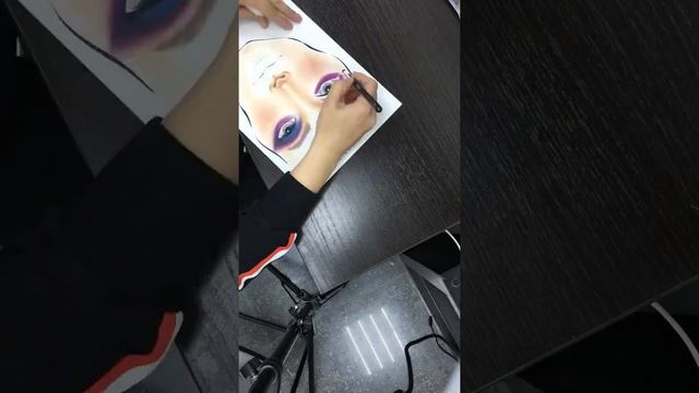 Как нарисовать красивый фейсчарт/Рисуем тенями для век на бумаге (How to paint beautiful facechart) смотреть онлайн