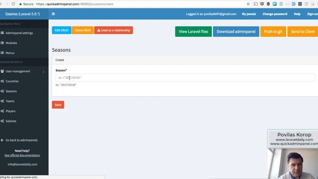 Laravel AdminPanel to Manage Footballers Salaries - in 10 Minutes смотреть онлайн