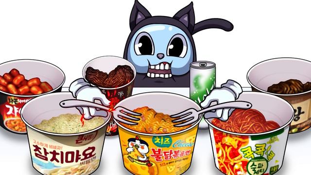 Mukbang Animation Convenience Store Cup Food Set Eating Among Us