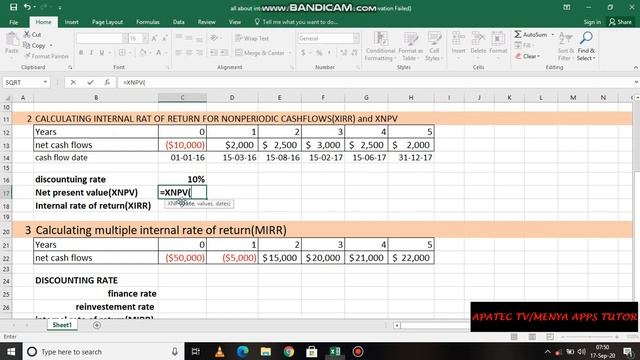 IRR, XIRR, MIRR, NPV, XNPV explained in excel financial formula/financial storyteller смотреть онлайн