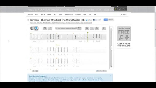 Nirvana the man who sold the world [tablature] смотреть онлайн