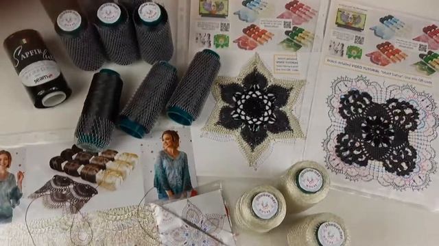 Showy Kit of Yarn "Italian Viscose" - ivory steel black set ?? смотреть онлайн