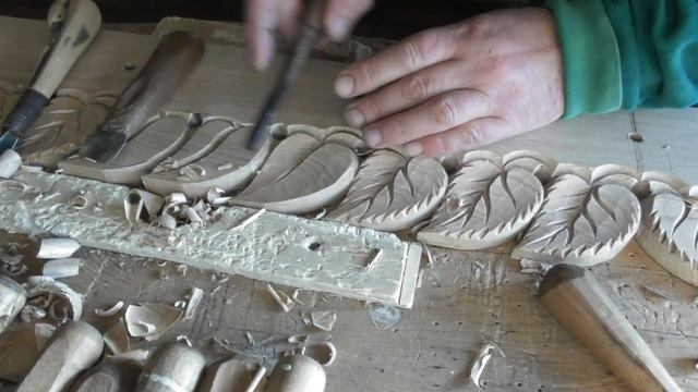Woodcarving  Резьба по дереву  Карниз Лист березы