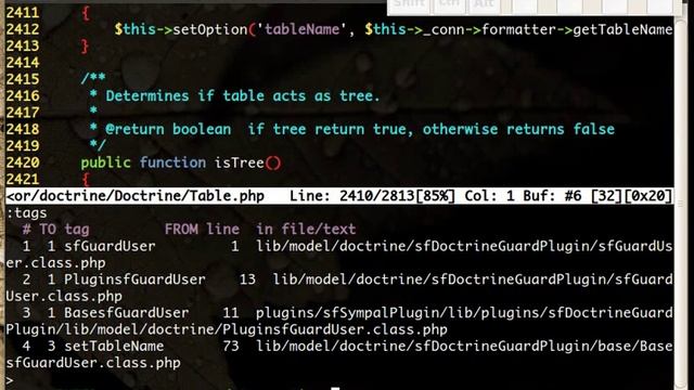 Exuberant ctags with PHP in vim смотреть онлайн