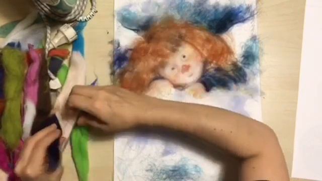 Рисуем шерстью. Фрагмент. Картина из шерсти «Ангел Рождества» смотреть онлайн