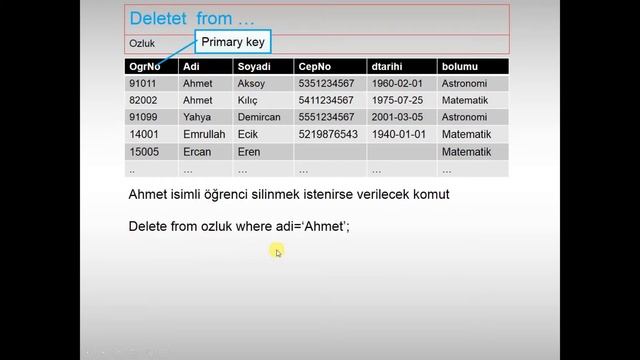 SQL veri İşleme -4 (Delete from) смотреть онлайн