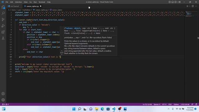 Caeser Cipher Shift encryption/decryption using Python смотреть онлайн