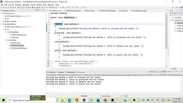 ACCESS MODIFIERS WITH EXAPMLE IN JAVA. смотреть онлайн