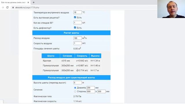 Расчет естественной вентиляции на сайте AboutDC - онлайн калькулятор смотреть онлайн