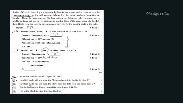 Important Questions - CSV File and Binary File in Python | PYQs | Class 12 Computer Science ? смотреть онлайн