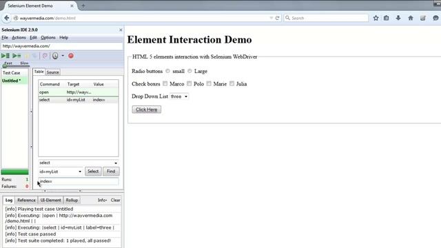 Selenium IDE Select Command смотреть онлайн