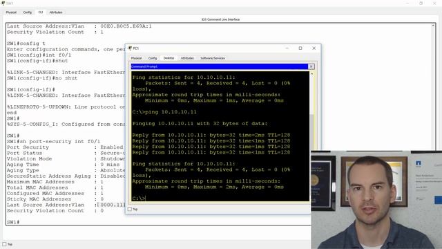 Free CCNA 200-301 Course 27-08: Locking Ports to Hosts with Port Security Lab Demo смотреть онлайн