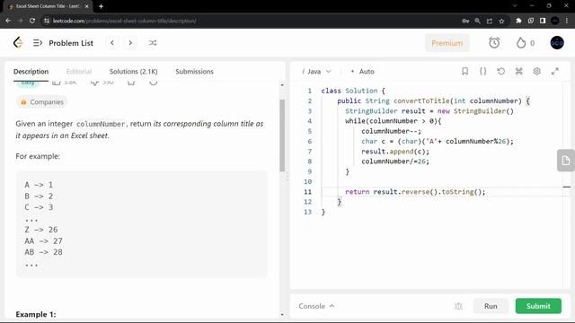 168 Excel Sheet Column Title #leetcode |#leetcodequestionandanswers #leetcodesolution #java #hindi смотреть онлайн