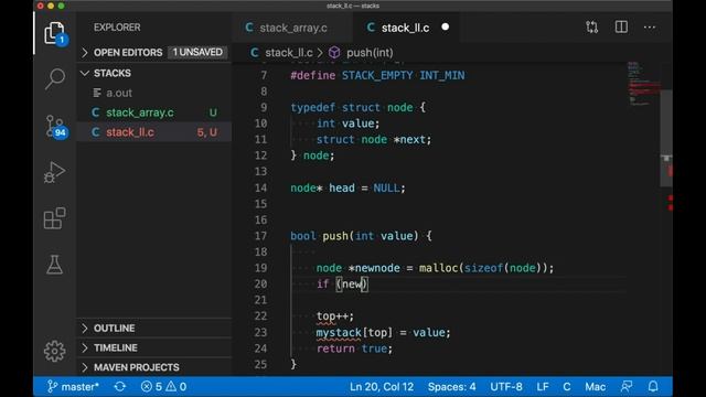 How to Implement a Stack in C (+ encapsulation) смотреть онлайн