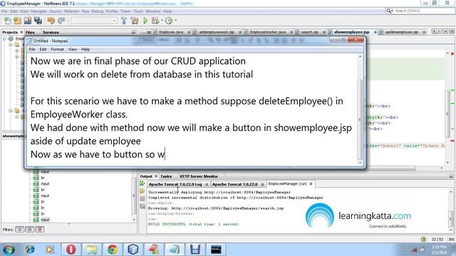 Developing Employee Manager Project with Apache Tomcat Using Netbeans Part 7 смотреть онлайн