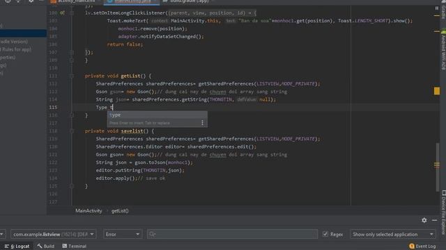 Lưu ListView vào Sharepreferences(Save an ArrayList Objects to SharedPreferences ) смотреть онлайн