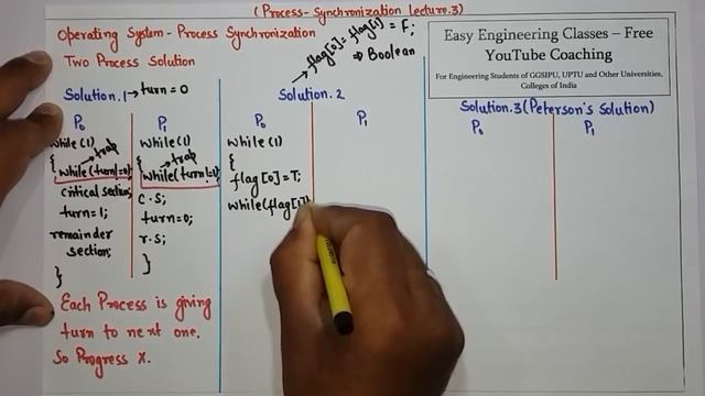 L29: Two Process Solution | 3 Different Solutions (Turn, Flag, Peterson’s Solution) with Explanatio смотреть онлайн
