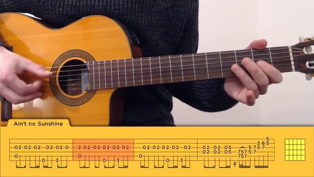 AIN'T NO SUNSHINE - Guitar Cover // Lesson // Fingerstyle // Tutorial // Tab смотреть онлайн