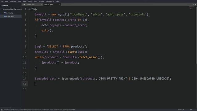 How to create a JSON file from a mysql database table using php смотреть онлайн